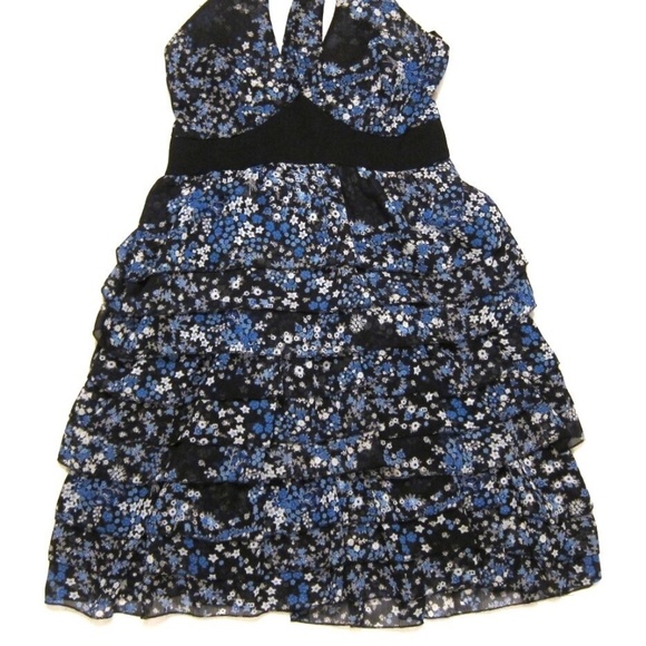 Y2K LF STORES Follies Paris Halter Tiered Floral Mini Dress - Picture 2 of 4